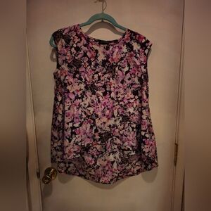 The Limited Floral Cap-Sleeve Blouse - Pink, Black & White